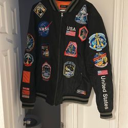 2XL Hudson Space Patches Bomber Jacket