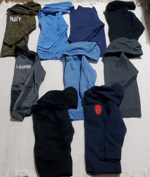 Like New 9 pcs. Boys size Large 10/12 Hoodies and Zip Up Jackets (read description for prices)