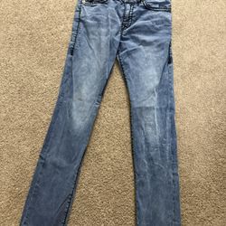 True Religion Rocco Relaxed Skinny Jeans Mens 33 Blue Denim Flap Pocket