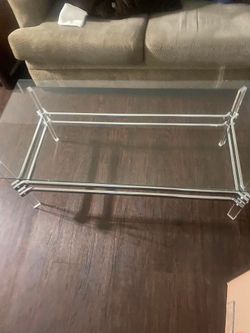 Glass Coffee Table with Chrome Accents