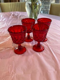 4 Red Goblets 5” tall perfect condition