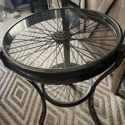 Spoke Wheel End Table