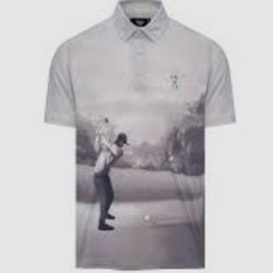 Eastside Golf Snap Placket Canvas Print Polo Cool Grey - Size L