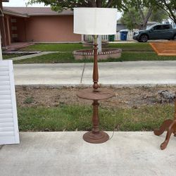 Vintage Wooden Tiered Lamp Stand