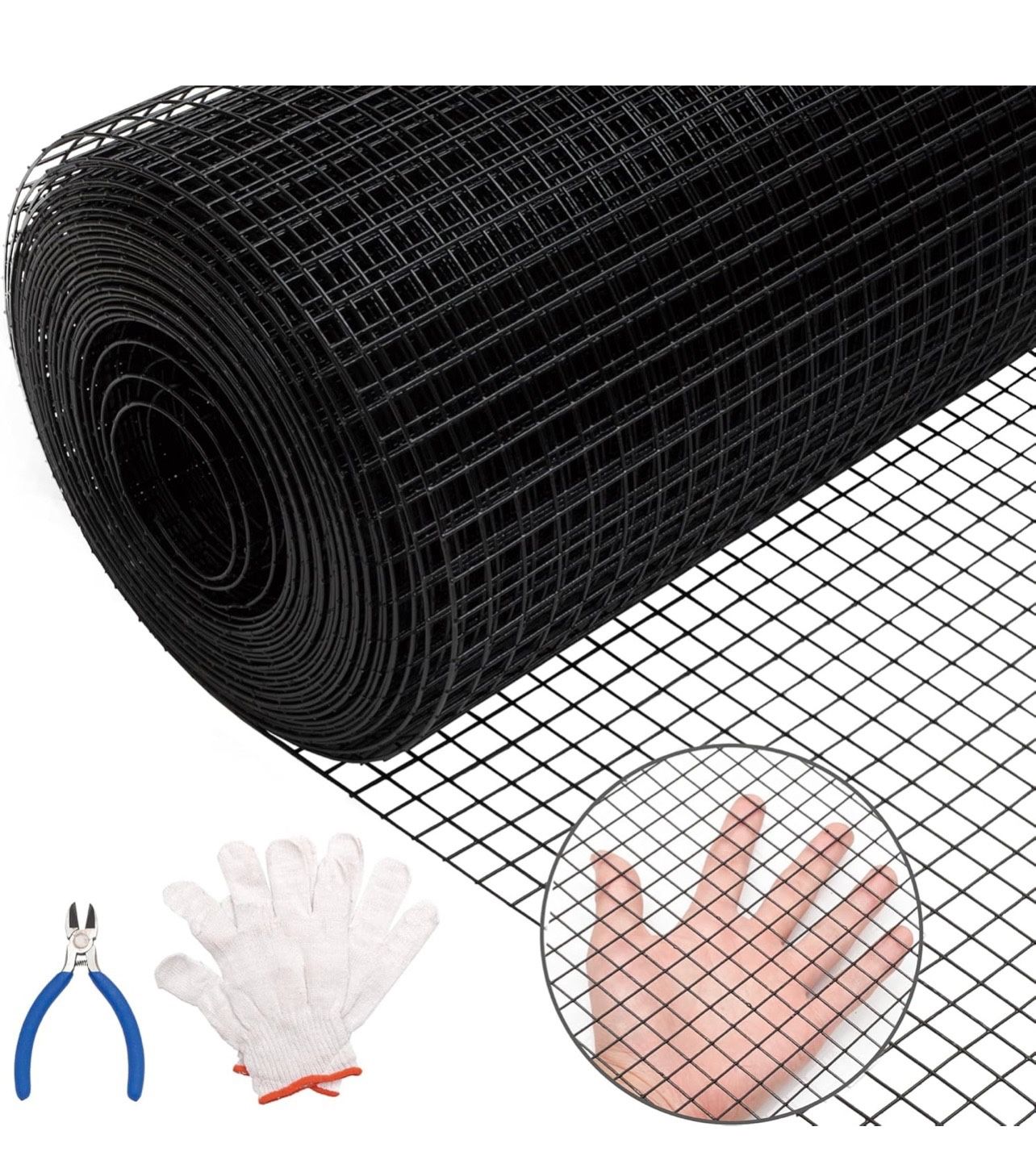 Black Hardware Cloth  1/2 inch 48inch(H) x 50ft(L),Wire Metal Mesh Roll for Chicken Coop Garden Fence,Powder Coated Galvanized Welded Fence for Poultr