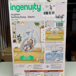 Open Box Ingenuity InLighten Soothing Baby Swing 180° Rotating Lights, Music Dakota