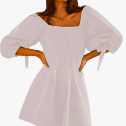 White flare cotton dresses  corset like dress- Small