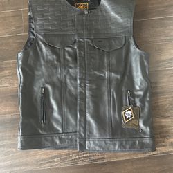Leather motorcycle riding vest