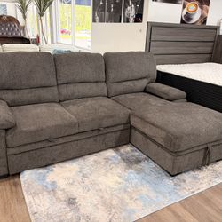Sleeper Sofa Gray Fabric 