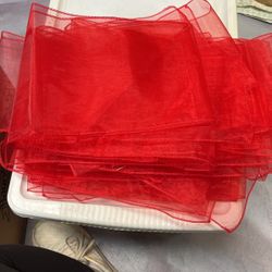 Red Organza Chair Ties 