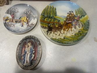 Brand New Vintage West Germany 14" Wall Charger Plate - Stagecoach Country Scene #3807