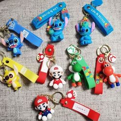 Stitch And Mario Keychains 