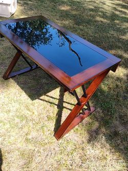 Glass Top Table Desk. 4' long