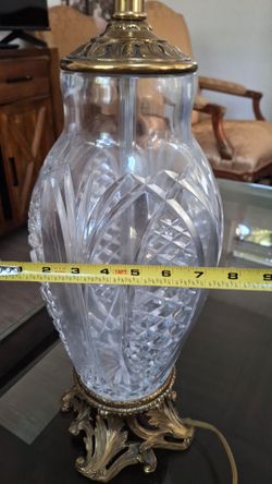 Cut Crystal Table Lamp with Brass Base
