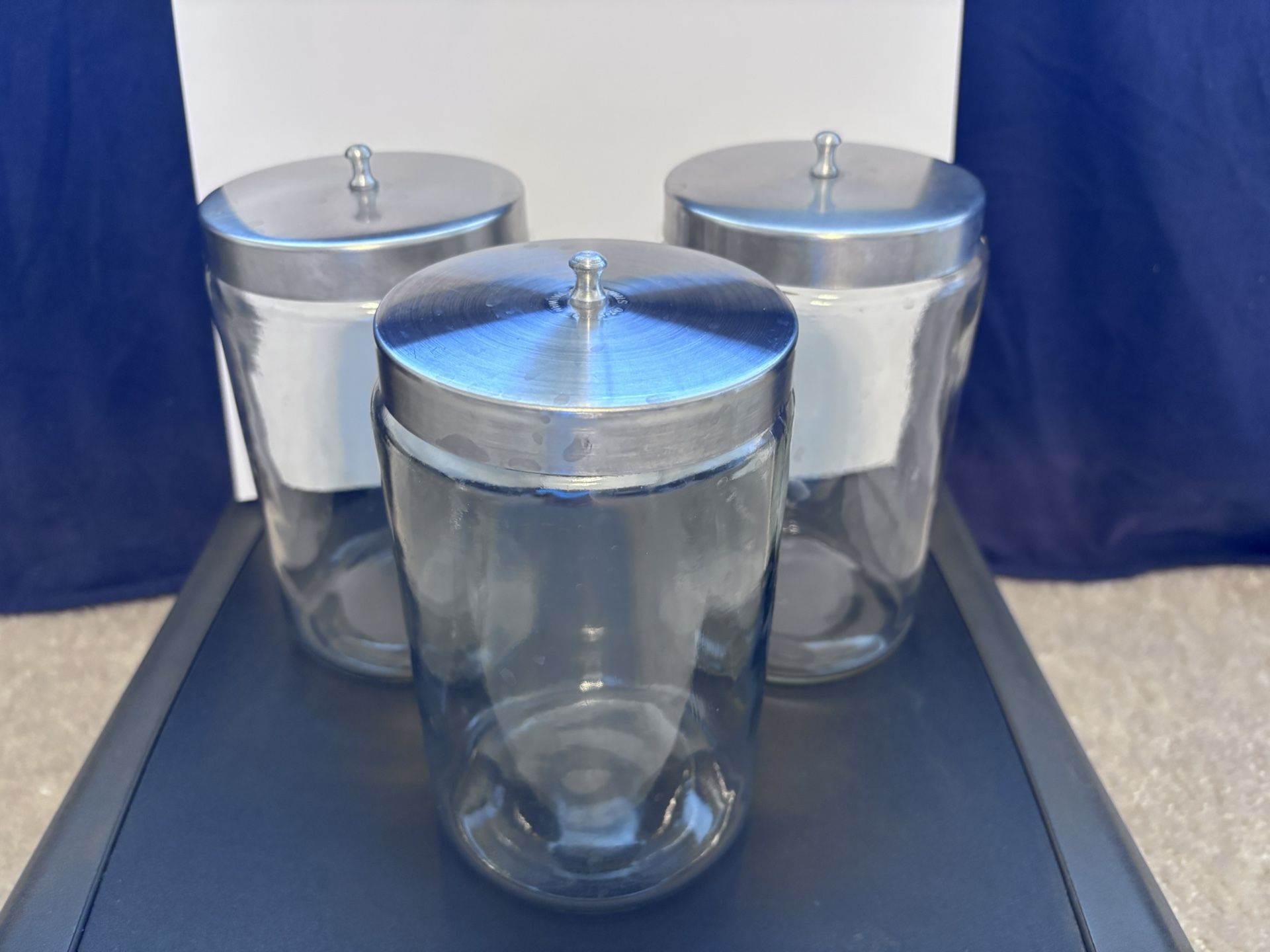 Excellent Sturdy Apothecary Glass Jars With Lids Gauze Bandages Applicators Cotton