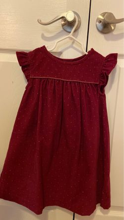 Carter burgundy dress gold polka dot 4t