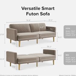 76.8" Futon Sofa Bed - NEW