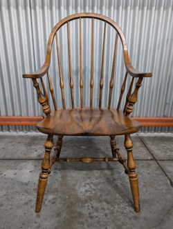 Classic Brown Wood Windsor Spindle Back Chair