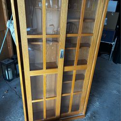 Vintage wooden and glass cabinets with Shelves