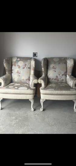 Pait Floral Wingback chairs-$80 both - Fallbrook