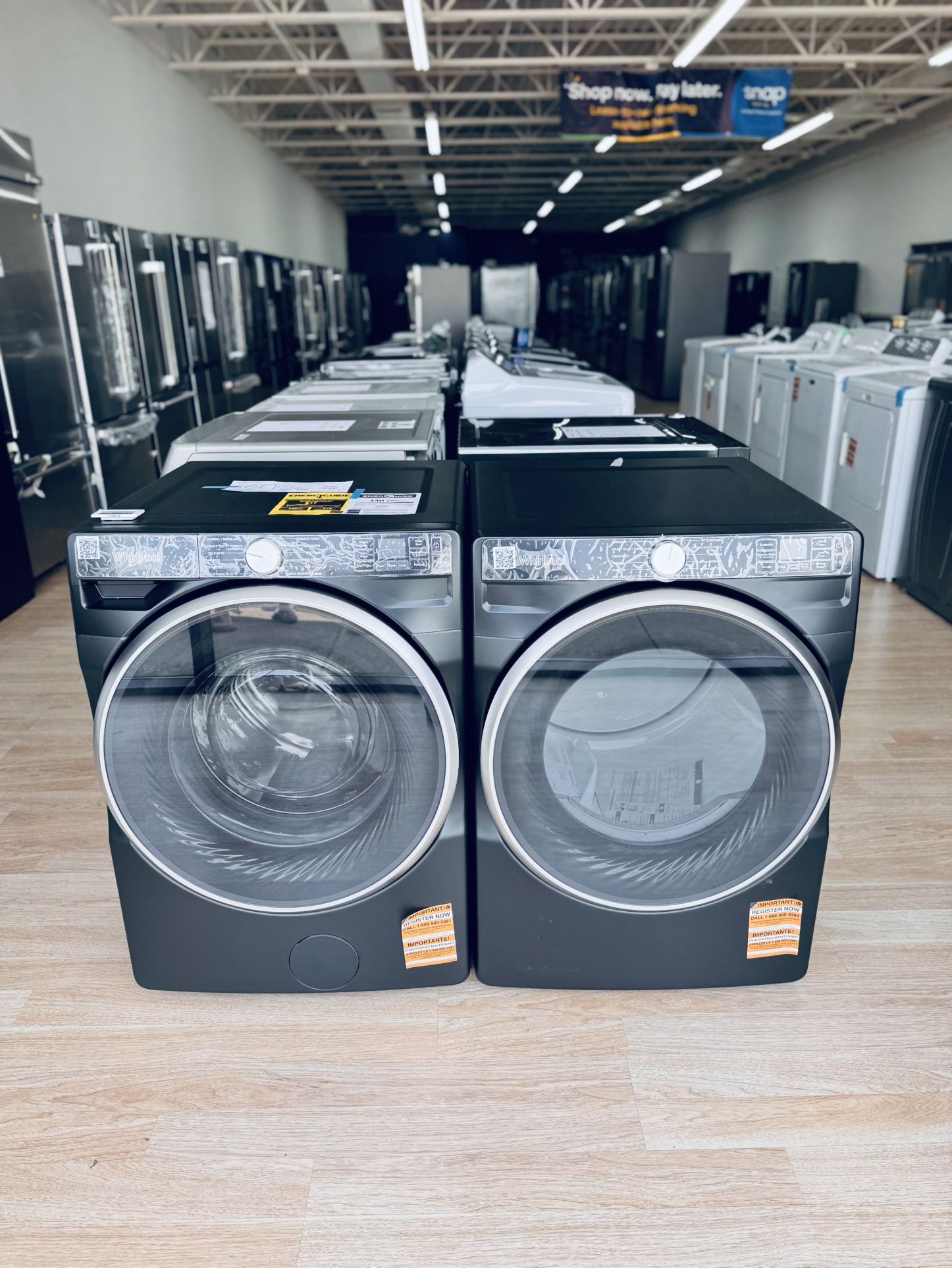 Brand-New Whirlpool 5.0 Cu Ft Front Load Washer with FreshFlow and 7.4 Cu. Ft. Smart Front Load Gas Dryer with Steam Capabilities