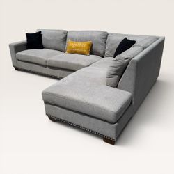 Thomasville Gray 2-Piece Chaise Sectional Sofa Couch