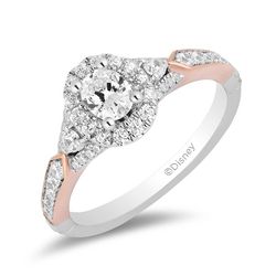 Disney Rose Gold and White Gold Halo Diamond Accent/Engagement Ring