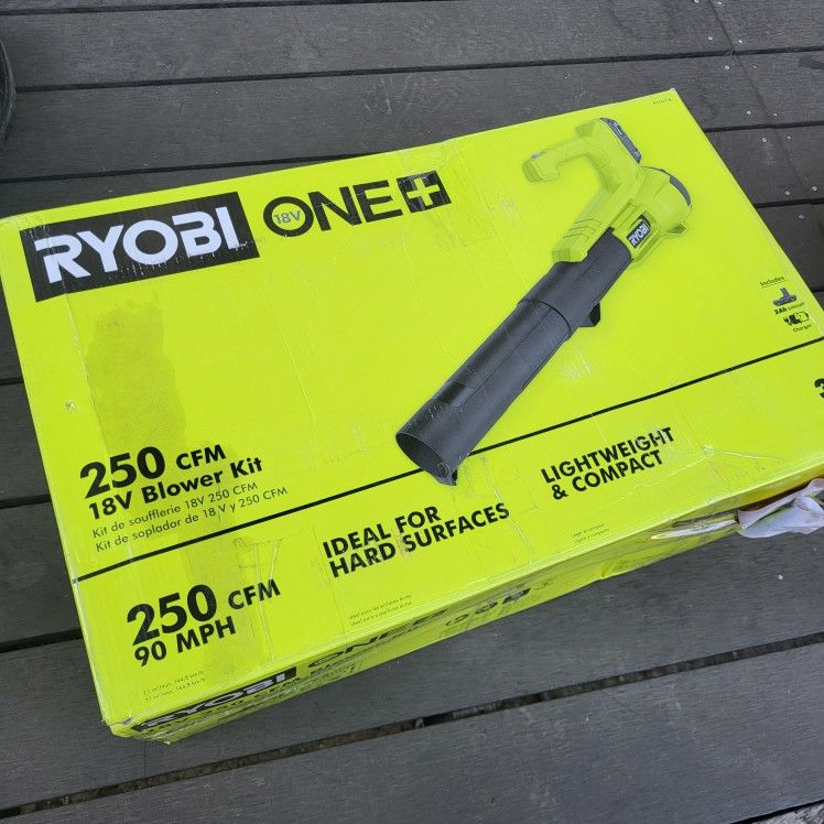 Ryobi ONE+ 18V 90 MPH 250 CFM Cordless Battery Leaf Blower/Sweeper with 2.0 Ah Battery and Charger