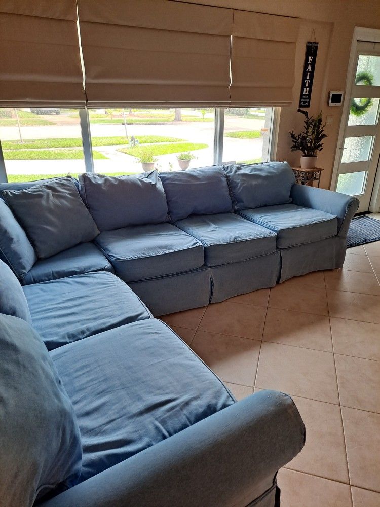 Denim Sectional Couch With Pull Out Queen Bed. Cindy Crawford Home From Rooms To Go