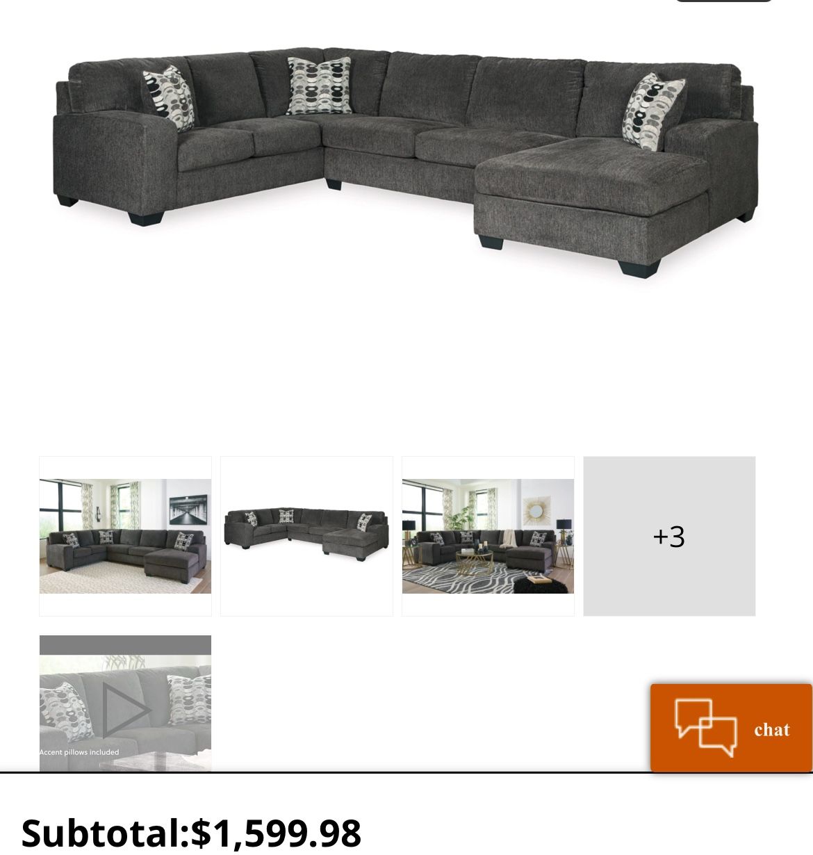 Ashley Charcoal Grey Sectional Couch And Ottoman