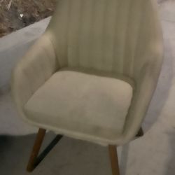 Nice Cream Colored Upholstered Chair With Wooden Legs