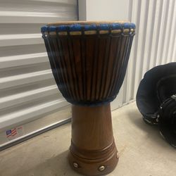 WEST AFRICAN DJEMBE AUTHENTIC UNIQUD TREE OF LIFE & COWERIE SHELL CRAVINGS