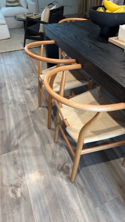 Wishbone Style Dining Chairs Natural Wood Set