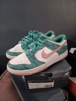 Nike Dunk Low Snakeskin Teal Pink Sneakers