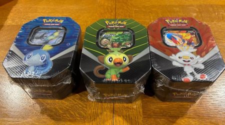 Pokemon Galar Partner Tins Set (3) New Sealed Inteleon V/Cinderace V/Rillaboom V