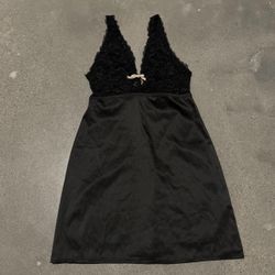 Black lace and silk dress 