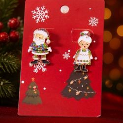 Festive Santa & Mrs. Claus Rhinestone Earrings