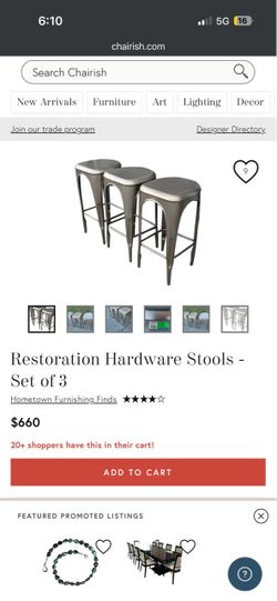 Restoration Hardware Bar Stools Set of 3