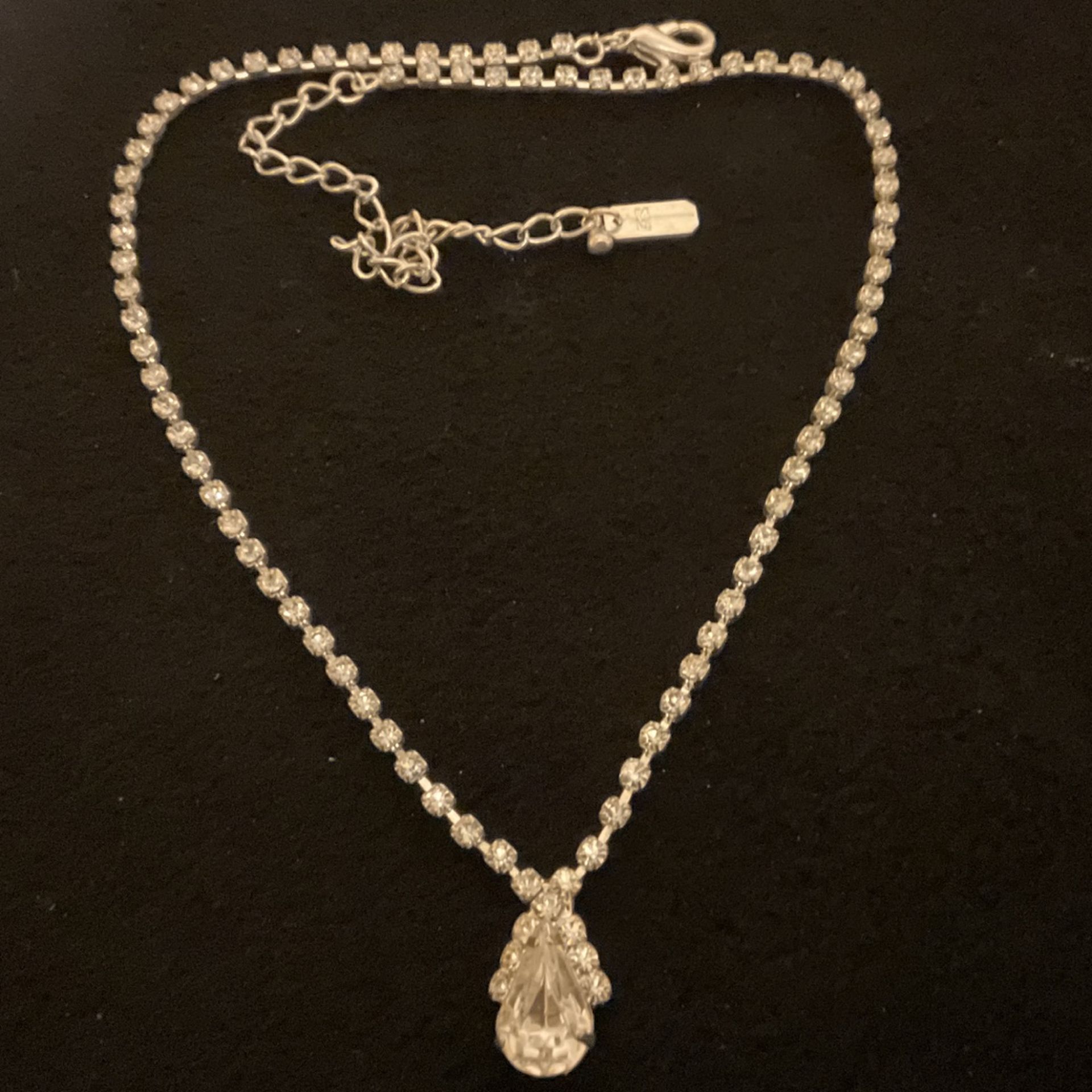 15” SilverTone Choker/necklace With Sparkly Clear Rhinestones