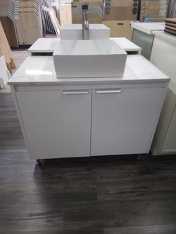 White glossy modern vanity