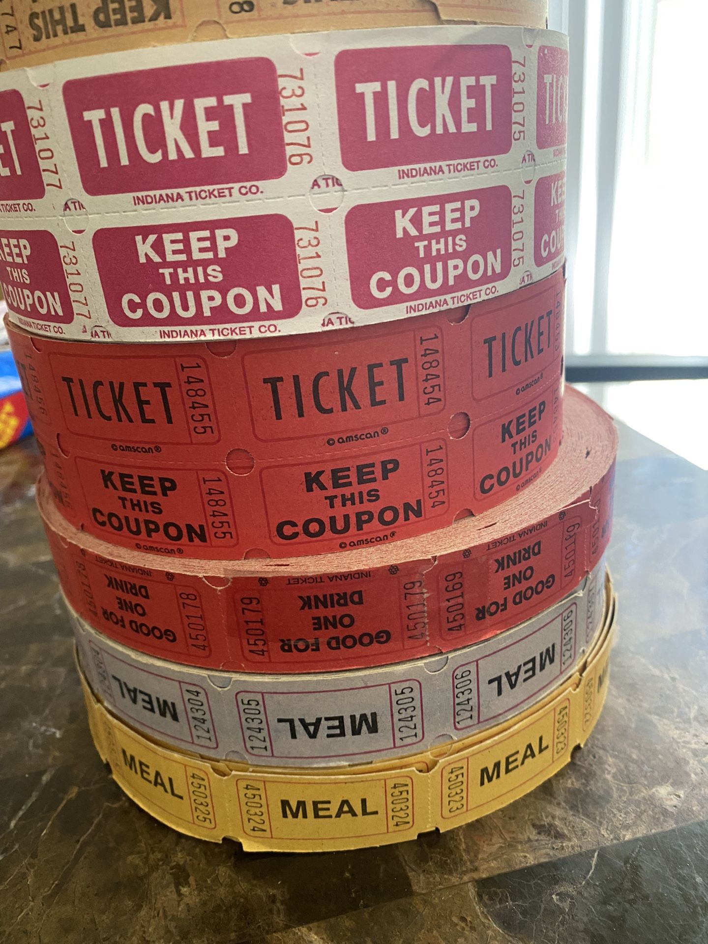 Tickets Coupons Rolls