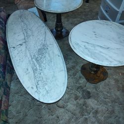 Antique Porcelain Tables Tops And  Brass Legs