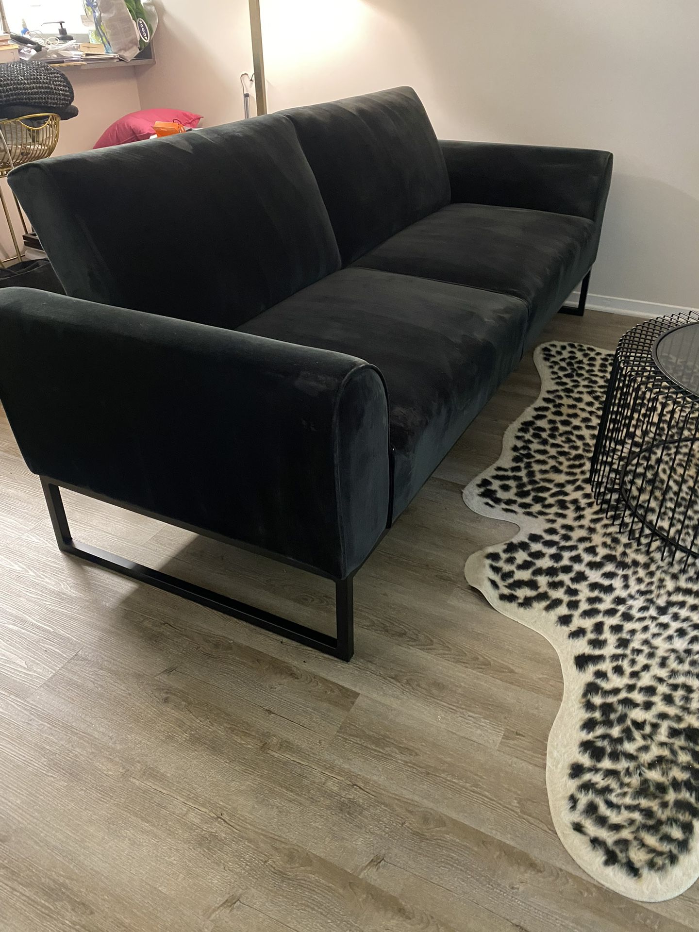 Modern Suede Black Sofa