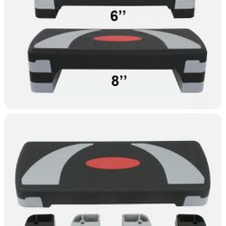 Fitness Aerobic Step 30'' Club Cardio Adjust Exercise Stepper w/Risers 4'' - 8''