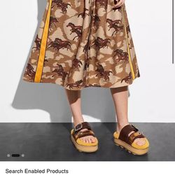 NEW Coach Natte Midi Skirt Horse Printed Rodeo Pleated Button Long Equestrian