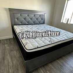 New King Bed Frame With MATRESS 