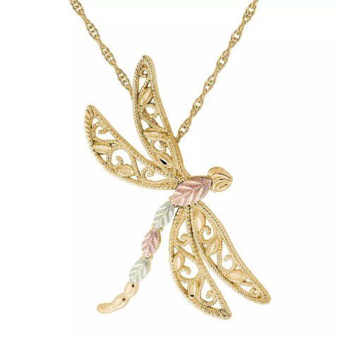 Black Hills Gold 10K Gold Dragonfly Pendant Necklace