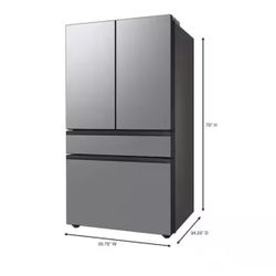 Samsung Bespoke 29 cu. ft. 4-Door French Door Smart Refrigerator with Beverage Center in Stainless Steel, Standard Depth