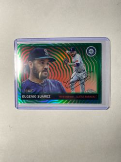 2025 Topps Chrome Platinum #133 Eugenio Suarez Green Vibrations Refractor 09/99