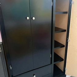Tall Closet With Shelves Black Color 